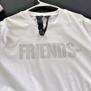 VLONE Friends Rhinestone T-Shirt White XL – Rare Crystal Studded V Logo Tee